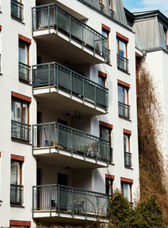 Modern residential complex in Gdansk, Poland. Living house facade
